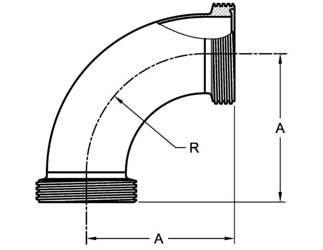 PV2C APC 90 DEGREE ELBOW, THREADED ENDS