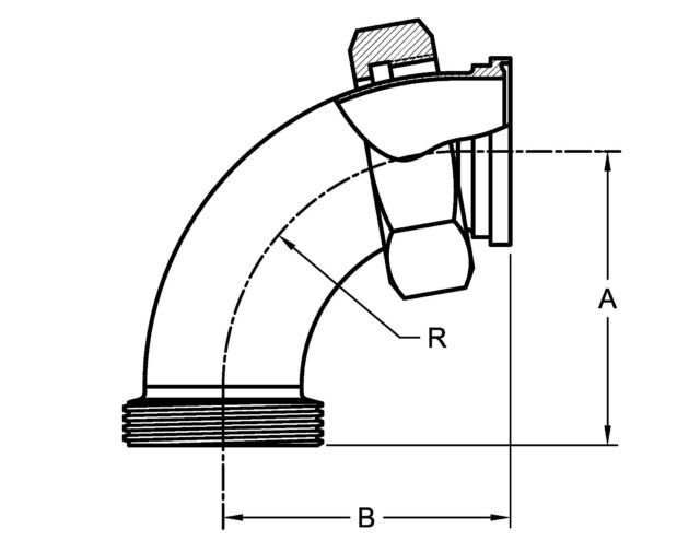 PV2F APC 90 DEGREE ELBOW, THREADED X PLAIN ENDS