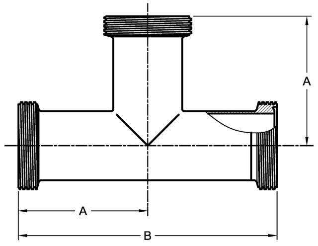 PV7 APC TEE, THREADED ENDS