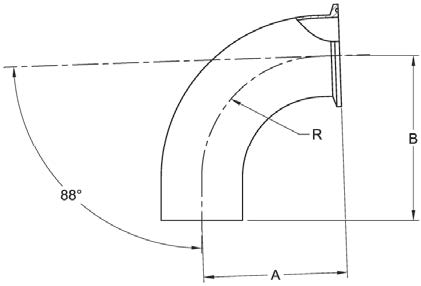 S2CKW88 88 DEGREE ELBOW, TANGENT WELD END X CLAMP