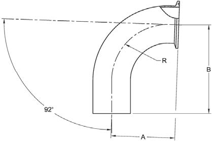 S2CKW92 92 DEGREE ELBOW, TANGENT WELD END X CLAMP