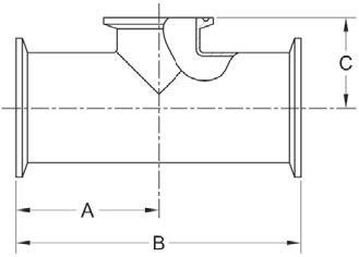7RMPS SHORT OUTLET REDUCING TEE, CLAMP ENDS