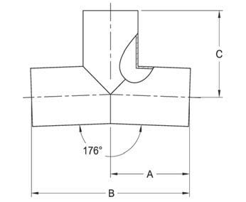 S7WWW176 176 DEGREE TEE, TANGENT WELD ENDS