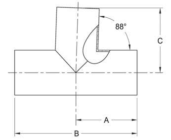 S7WWW88 88 DEGREE TEE, TANGENT WELD ENDS