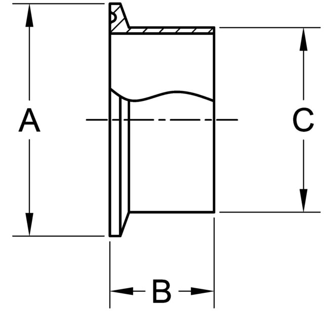 DN14WMPAS DIN 32676 CLAMP X SANITARY TUBE WELD