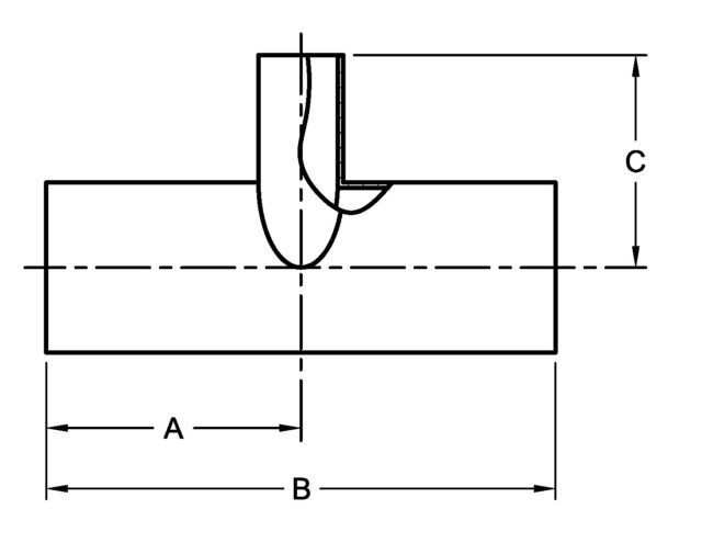 7ERWWW TANGENTIAL REDUCING TEE, WELD ENDS