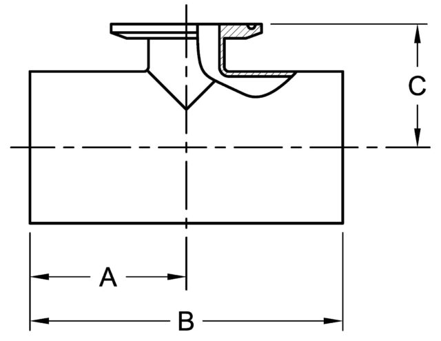 7RWWMS REDUCING TEE, WELD X WELD X SHORT CLAMP OUTLET